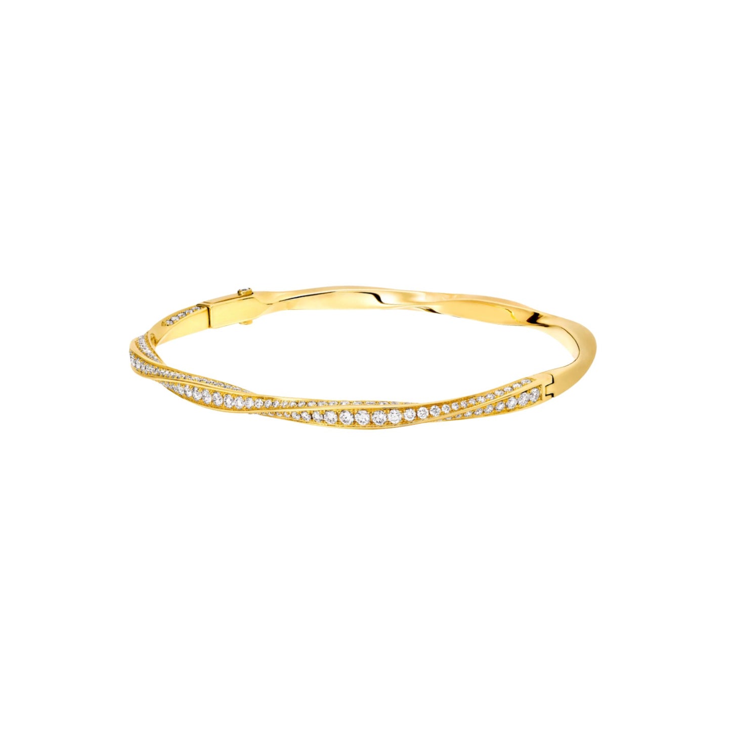 Spiral pave bangle in gold