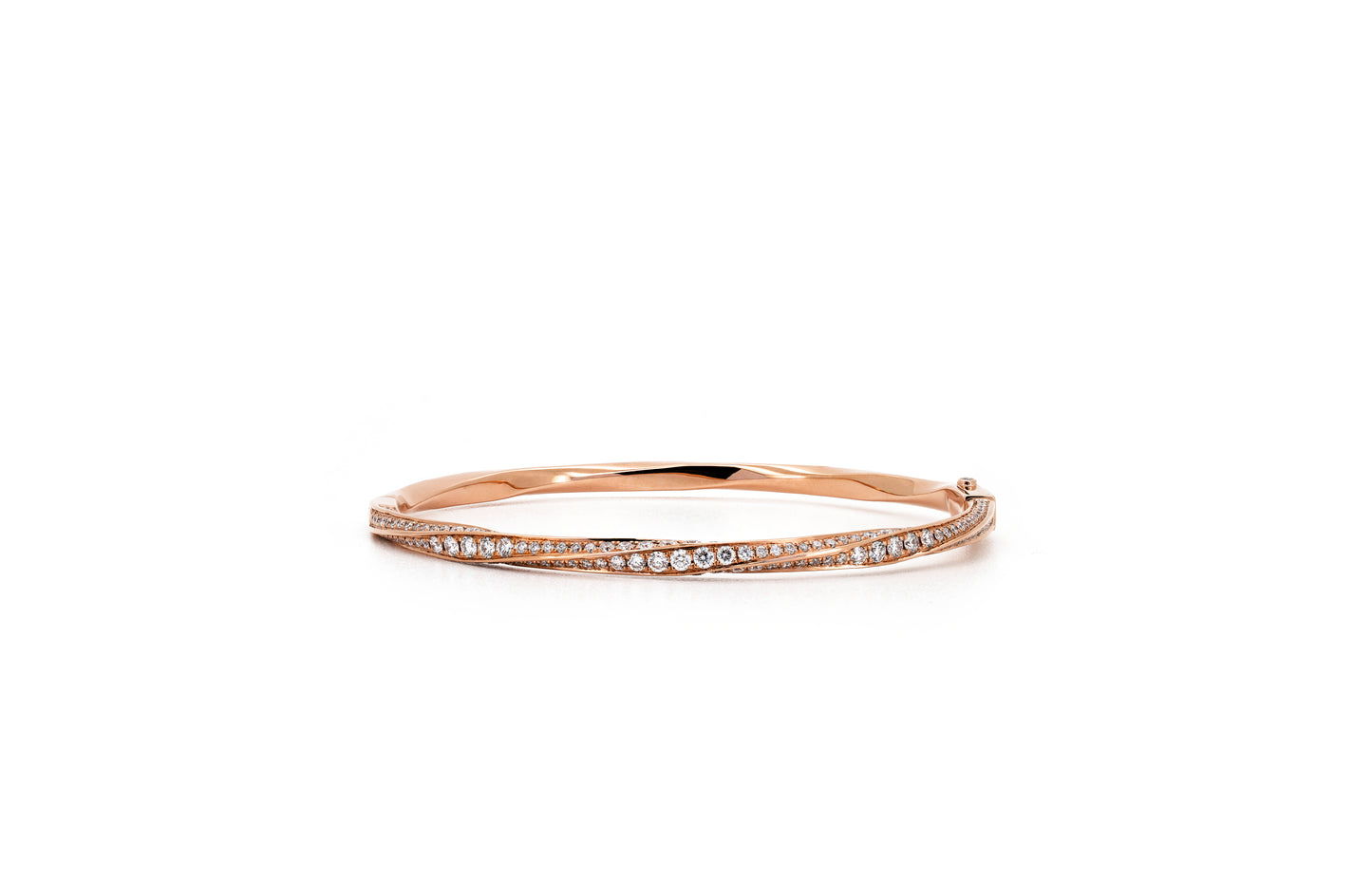 Spiral pave bangle in rose gold