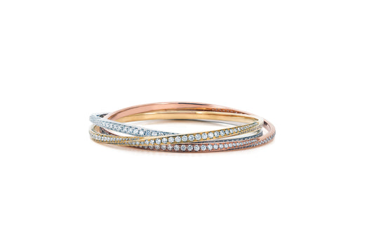 Triple spiral pave bangle in mix color