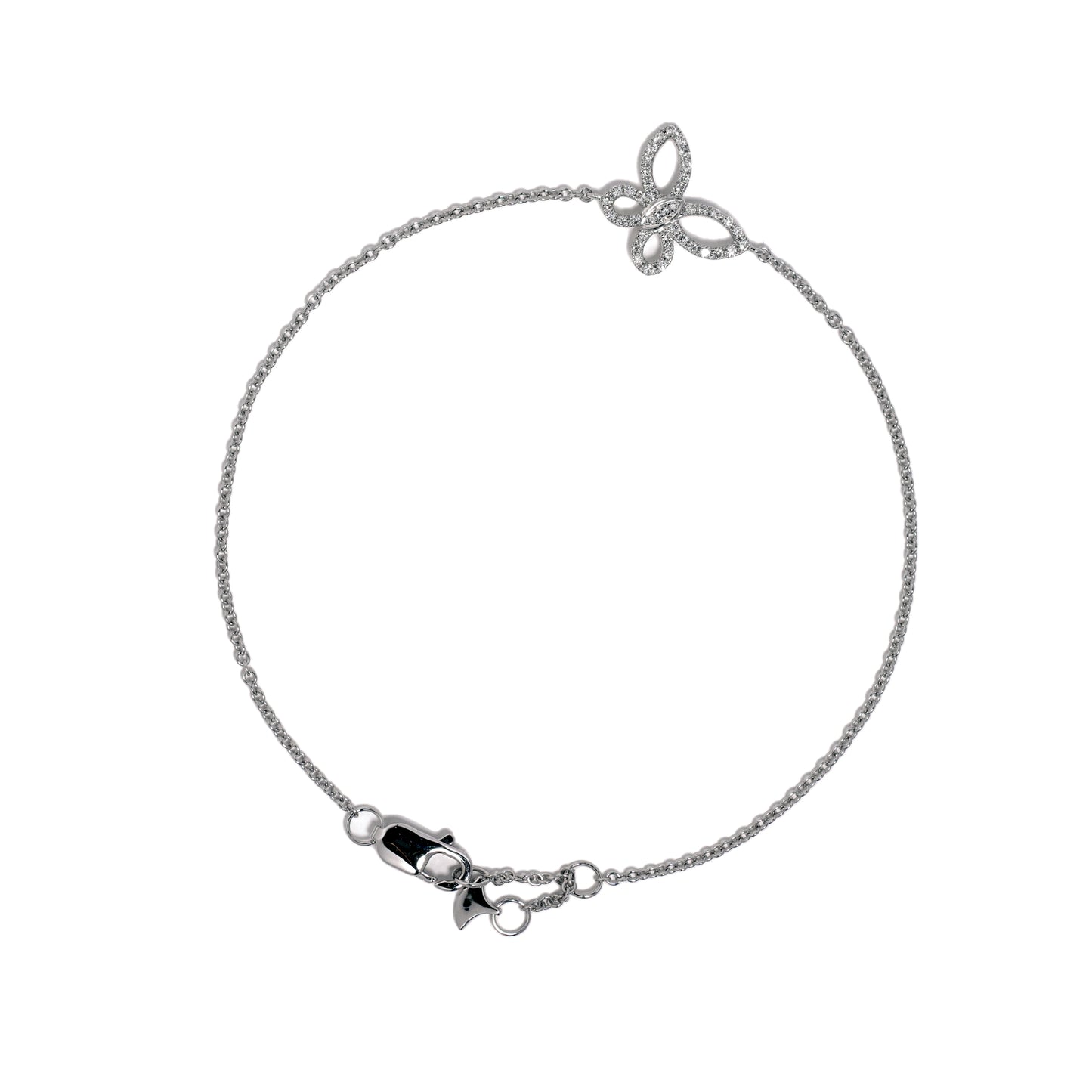 Mini butterfly pave bracelet in white gold