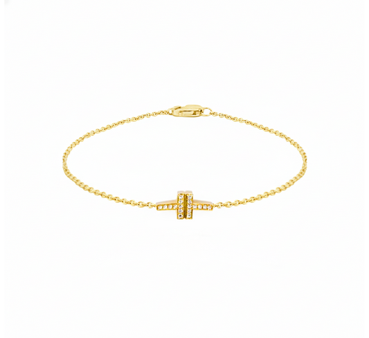 Double chain cross in gold