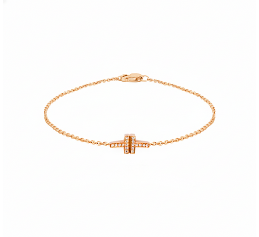 Double chain cross in rose gold