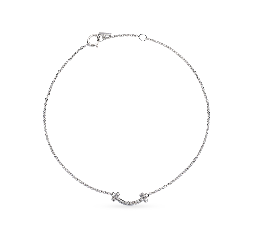 Smile pave bracelet in white gold