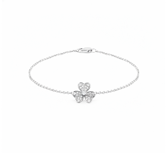 3 clover bracelet in white gold