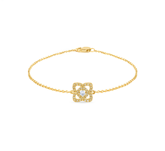 Lotus pave bracelet in yellow gold