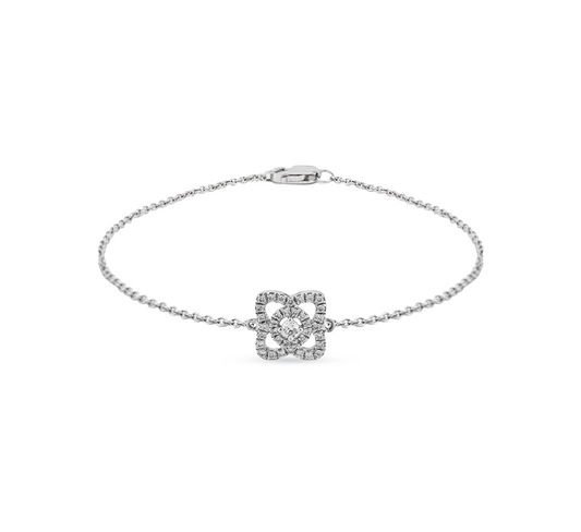 Lotus pave bracelet in white gold