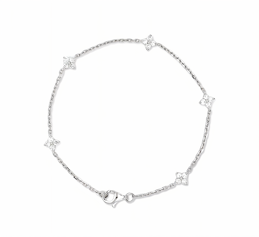 4 clovers chain bracelet in white gold