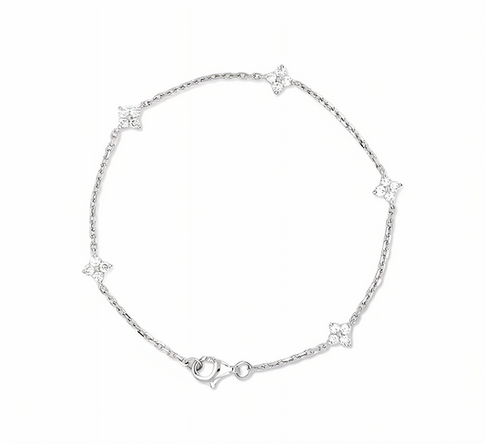 4 clovers chain bracelet in white gold