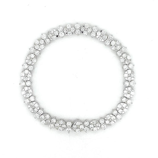 Flower garden tennis bracelet in white gold