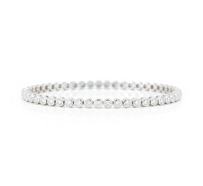 Bezel round tennis bracelet in white gold