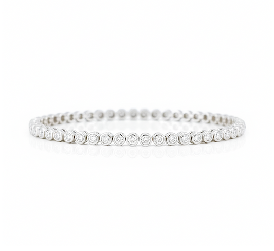 Bezel round tennis bracelet in white gold