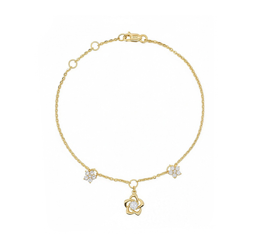 Flower bracelet B in yellow gold