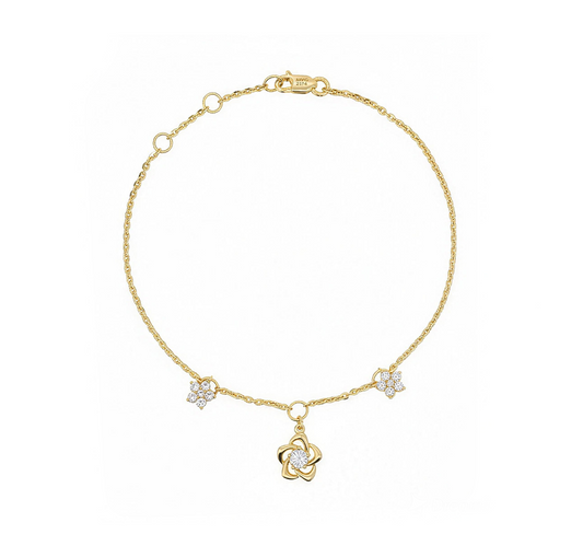 Flower bracelet B in yellow gold