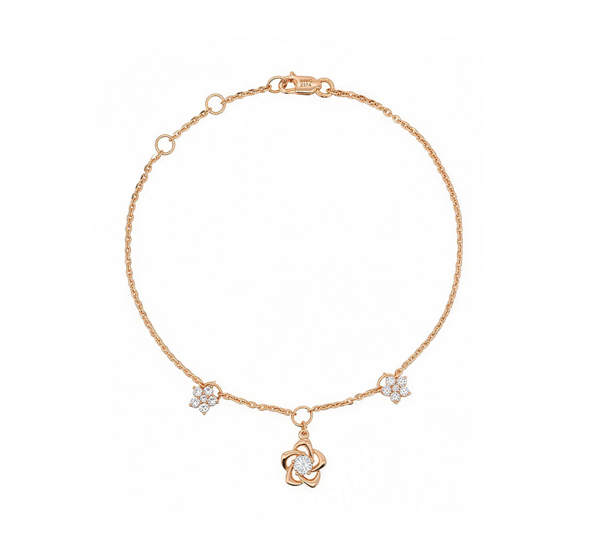 Flower bracelet B in rose gold