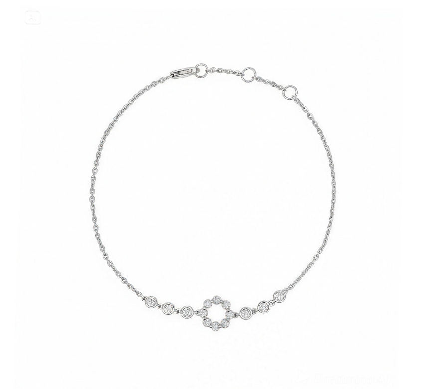 Flower bracelet C in white gold