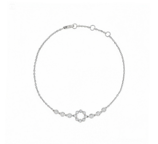 Flower bracelet C in white gold