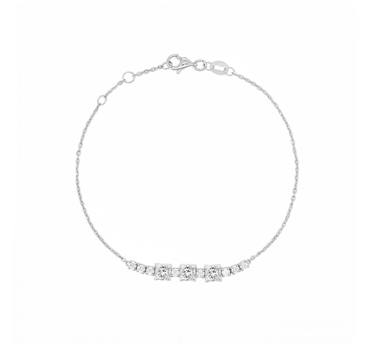 Princess cut bracelet in white gold
