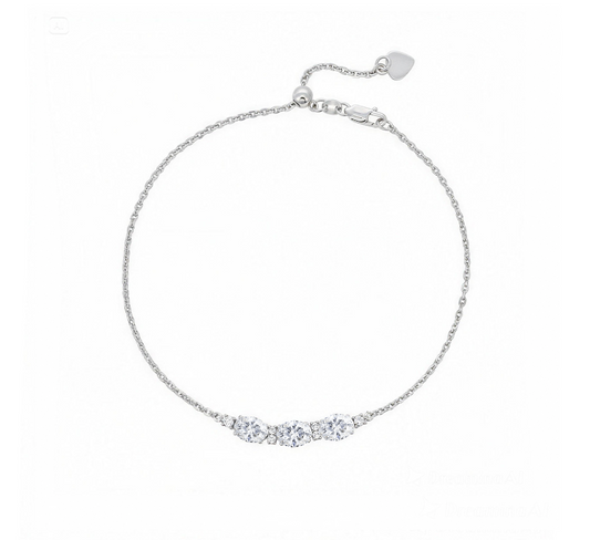 Oval cut drawstring bracelet in white gold