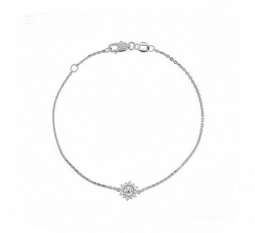 Flower bracelet D in white gold