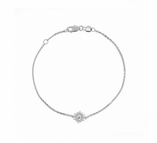 Flower bracelet D in white gold