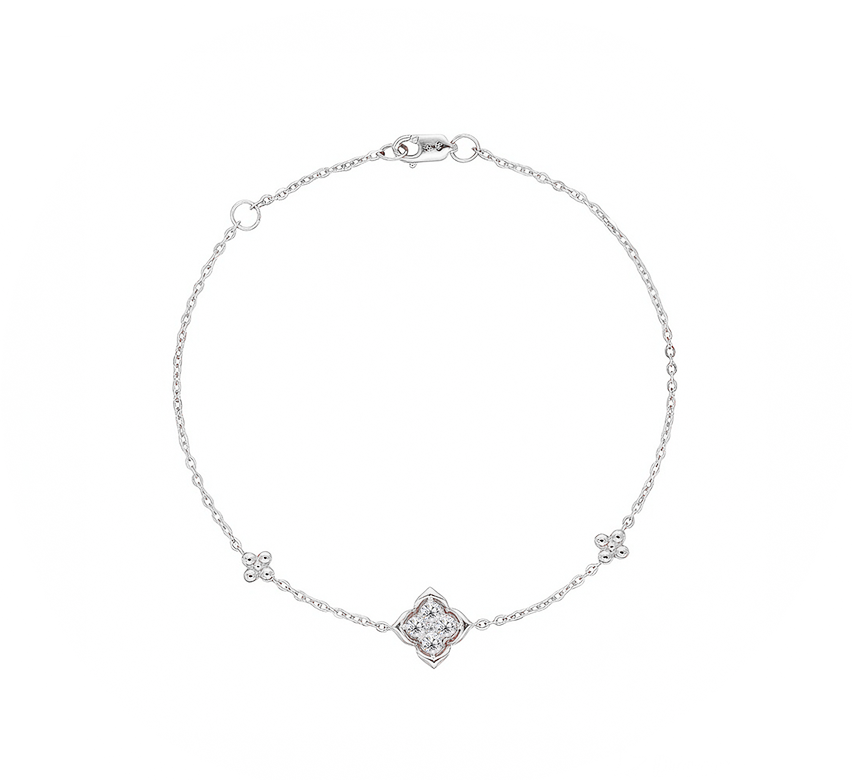 Flower series set A bracelet in white gold