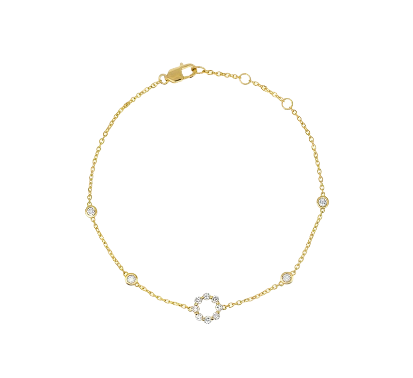 Flower bracelet F in yellow gold