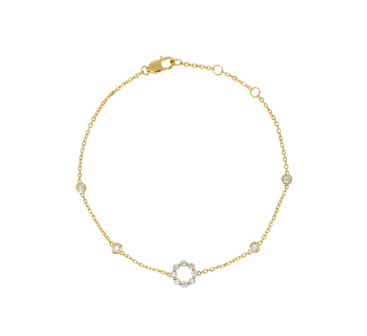 Flower bracelet F in yellow gold