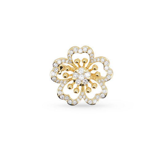 Flower brooch C in white gold