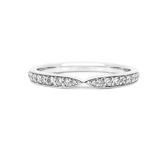 Bow pave ring in platinum