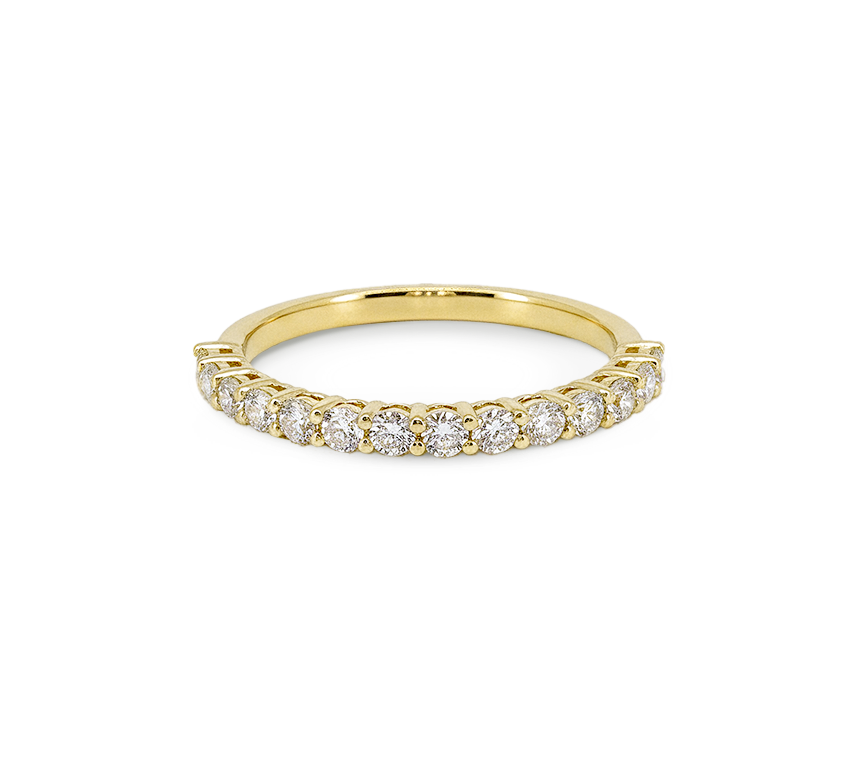 Half pave ring 2.2mm in yellow gold