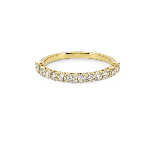 Half pave ring 2.2mm in yellow gold