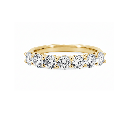 Half pave ring 3mm in yellow gold
