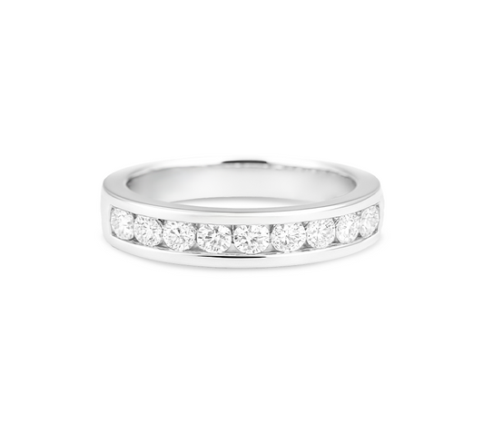 Half pave bezel ring 2.5mm in white gold