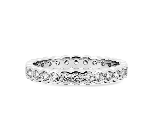 Full pave bezel ring 3mm in white gold