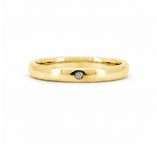 Classic plain 1 eye ring 2.6mm in gold