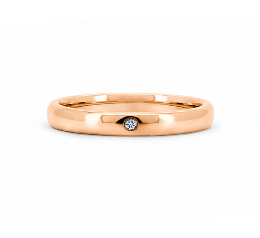Classic plain 1 eye ring 4mm in rose gold