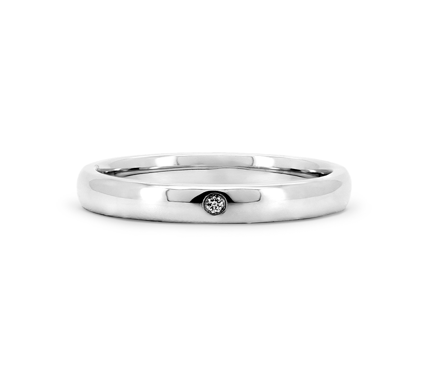 Classic plain 1 eye ring 2.6mm in white gold