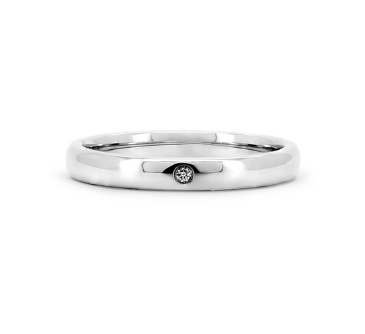 Classic plain 1 eye ring 2.6mm in white gold