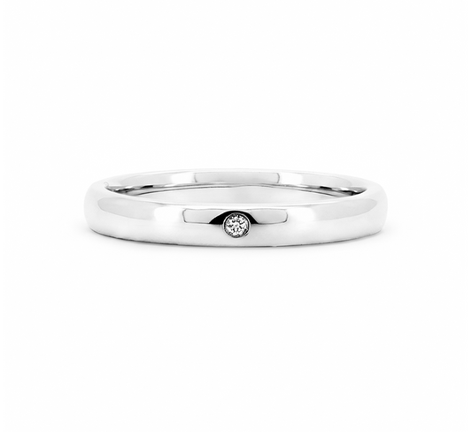 Classic plain 1 eye ring 4mm in white gold