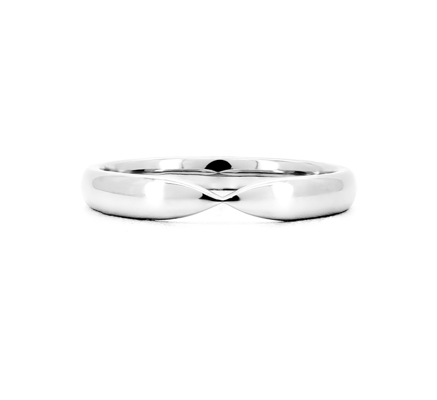 Bow plain ring in white gold