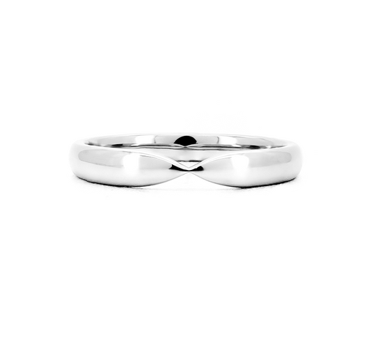 Bow plain ring in white gold