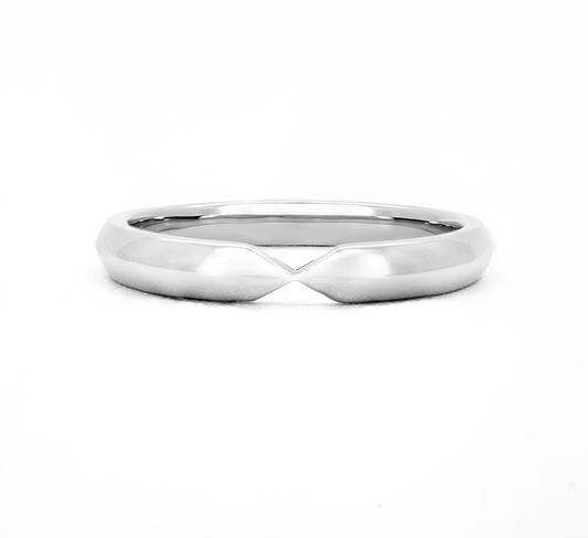 Bow nesting ring in white gold