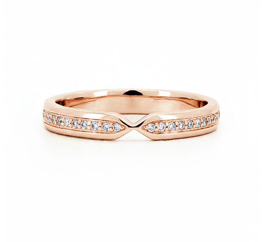 Bow nesting ring with pave in rose gold