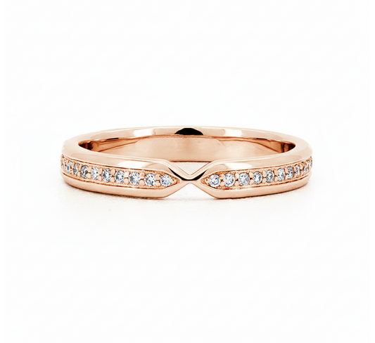 Bow nesting ring with pave in rose gold