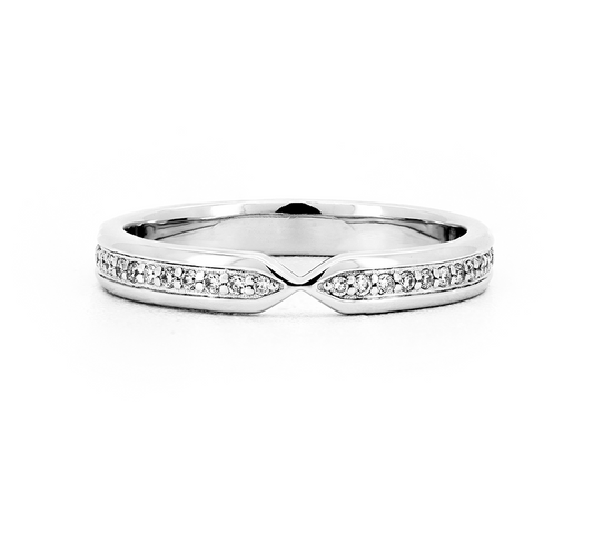 Bow nesting ring with pave in white gold