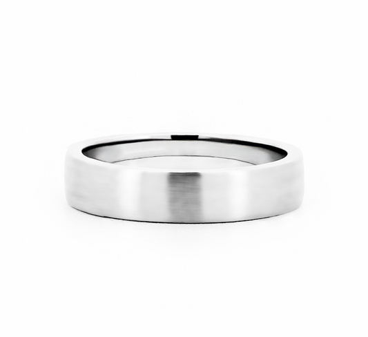 Satin clean cut ring in white gold