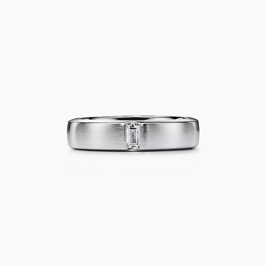 Clean cut ring 1 eye emerald 5mm in white gold
