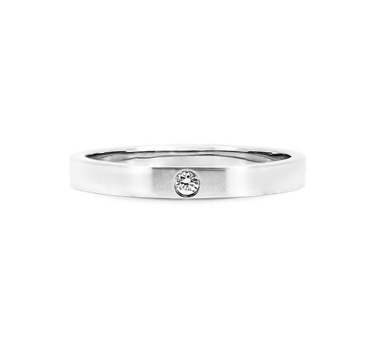 Classic clean cut 1 eye ring 3mm in white gold