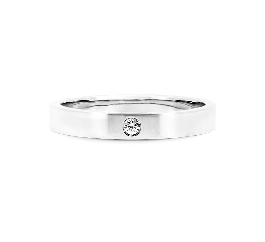 Clean cut 1 eye round ring 4mm in platinum