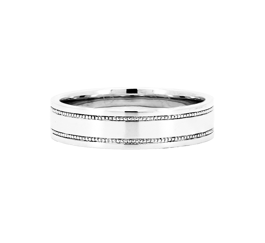 Double milgrain ring 4mm in white gold
